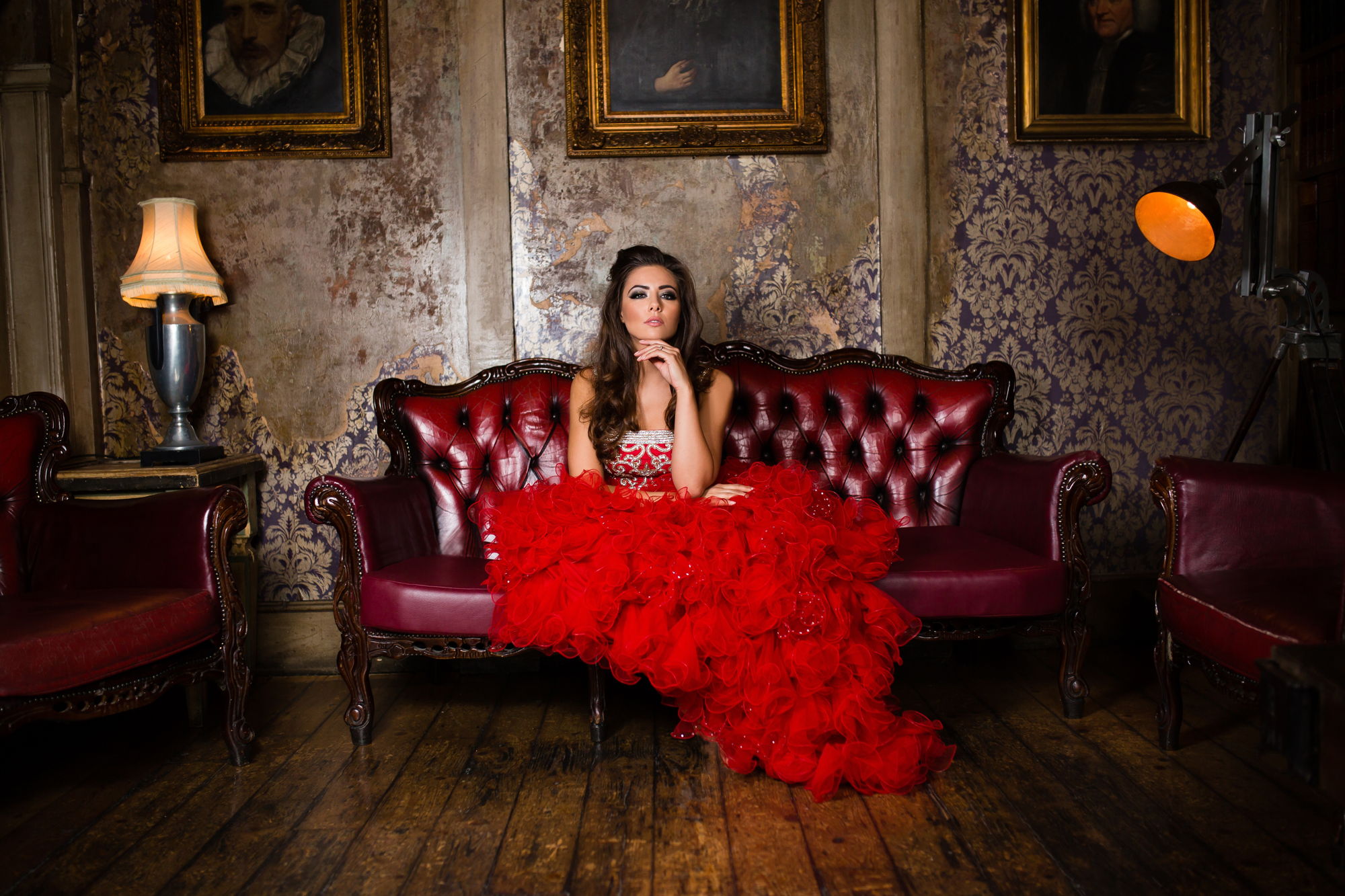 Red Ruffled Fusion Wedding Dress in UK