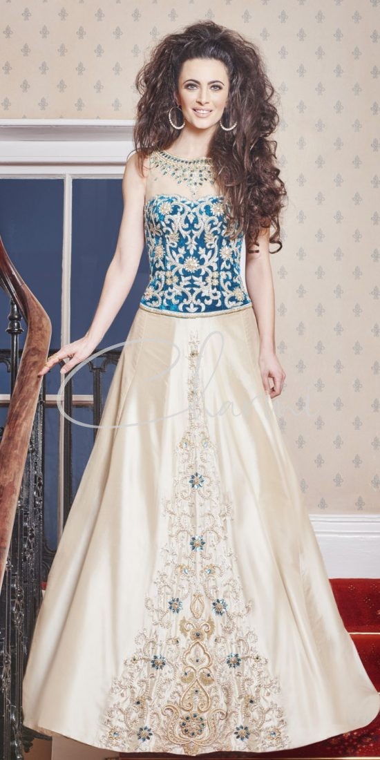 Gold & Teal Fusion Bridal Dress in UK