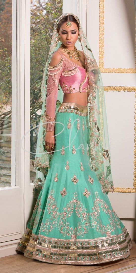 Pink & Green Lehenga Choli - Pre Wedding Dress